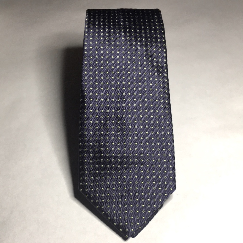 J.P. Telford- Blue with small yellow circles and dots. Italian 100% silk NWT